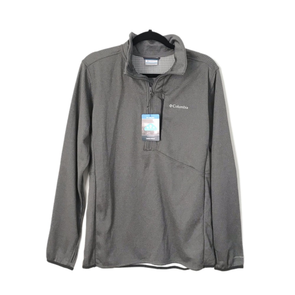 Columbia Omni-Wick Park View Pullover Men's M Gray 1/4 Zip Long Sleeve Hike-NEW